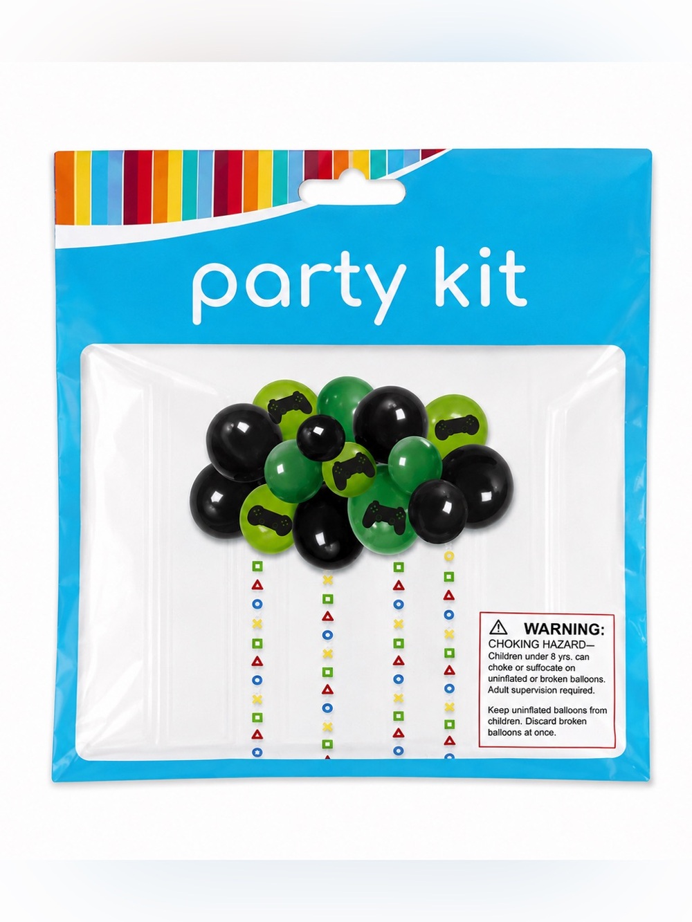 Party Kit Gamer Theme with Black and Green Balloons